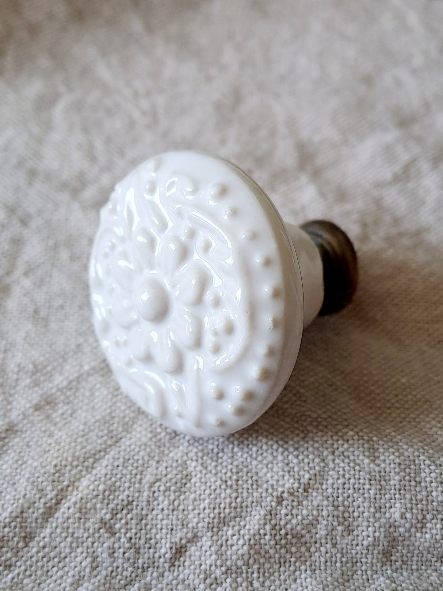 Federation Flower - Ceramic Drawer/Cabinet Knob - White