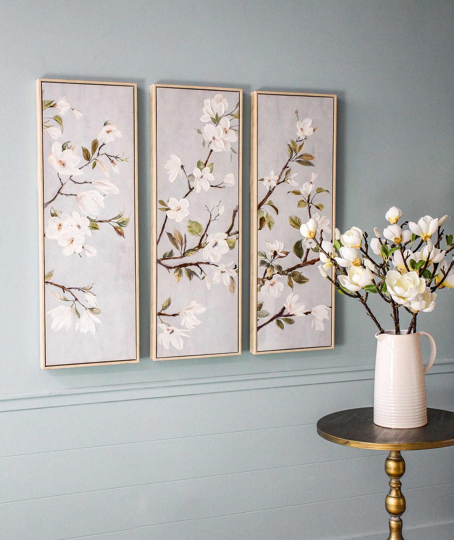 'Graceful Magnolias' Framed Canvas Prints - Set of 3