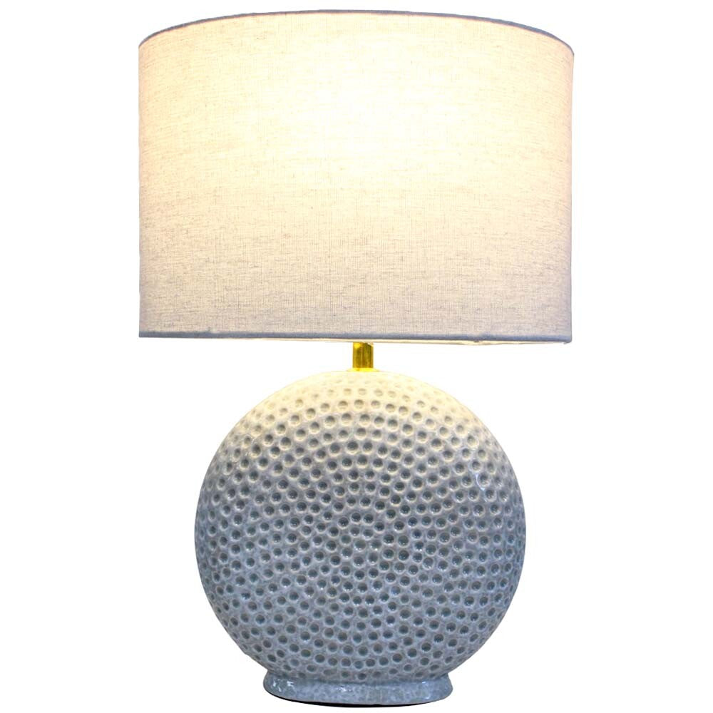 Blue Willow Lampbase with Oval Linen Lampshade