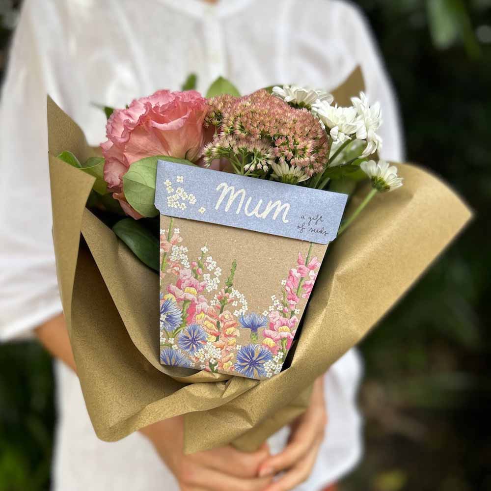 Gift Card & Seeds for Mum - Snapdragon, Alyssum, Cornflower Seeds