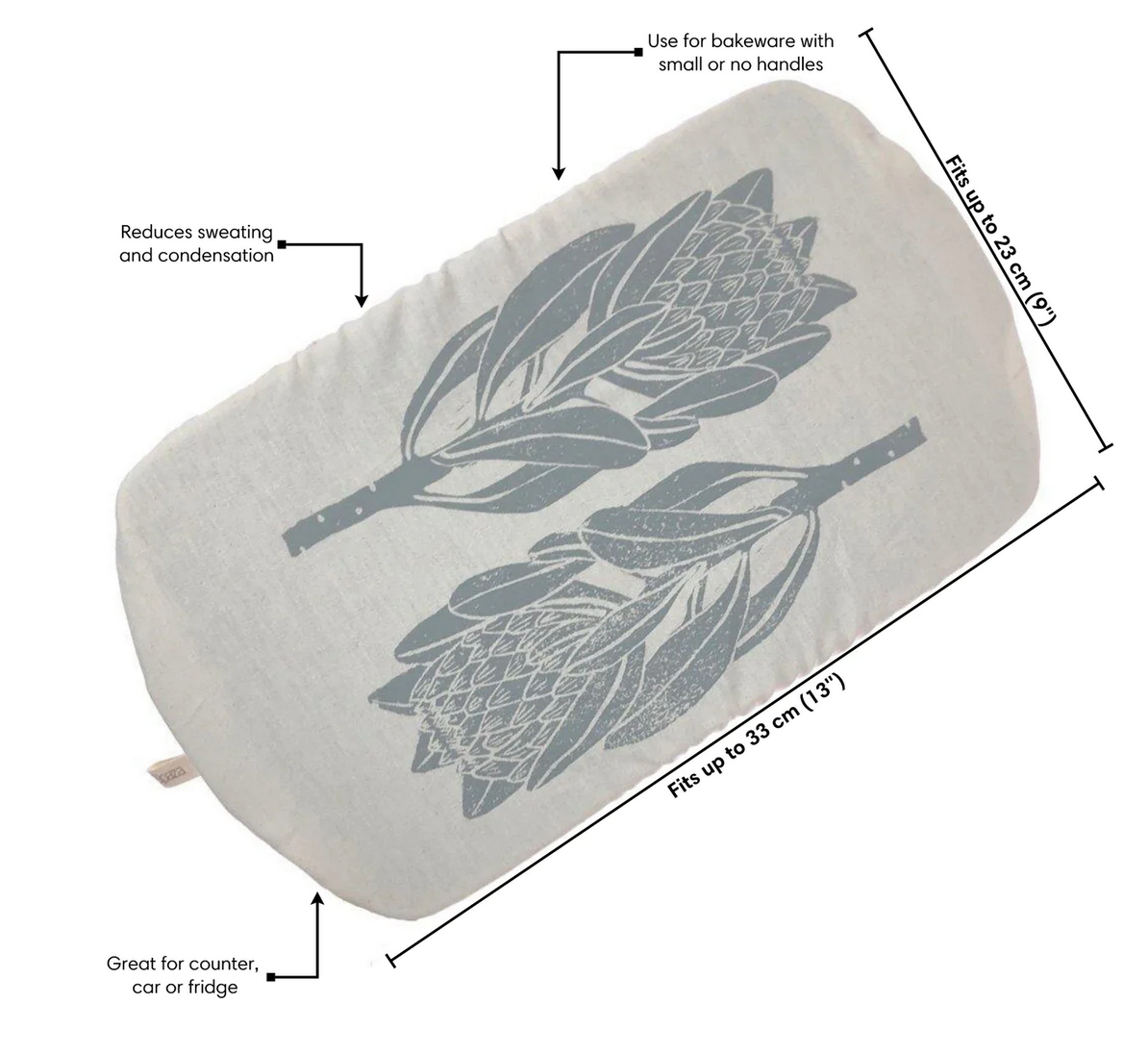 Sage Green Protes Print - Rectangle Dish Cover - 100% Cotton