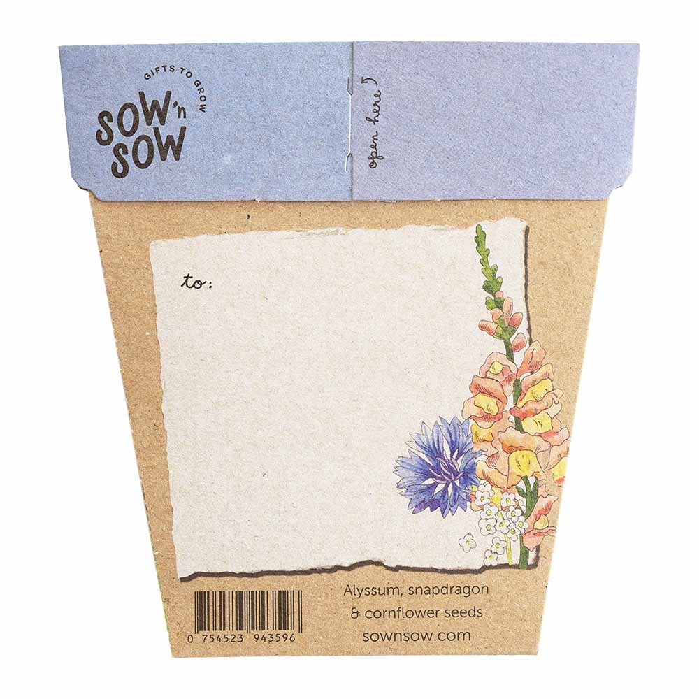 Gift Card & Seeds for Mum - Snapdragon, Alyssum, Cornflower Seeds