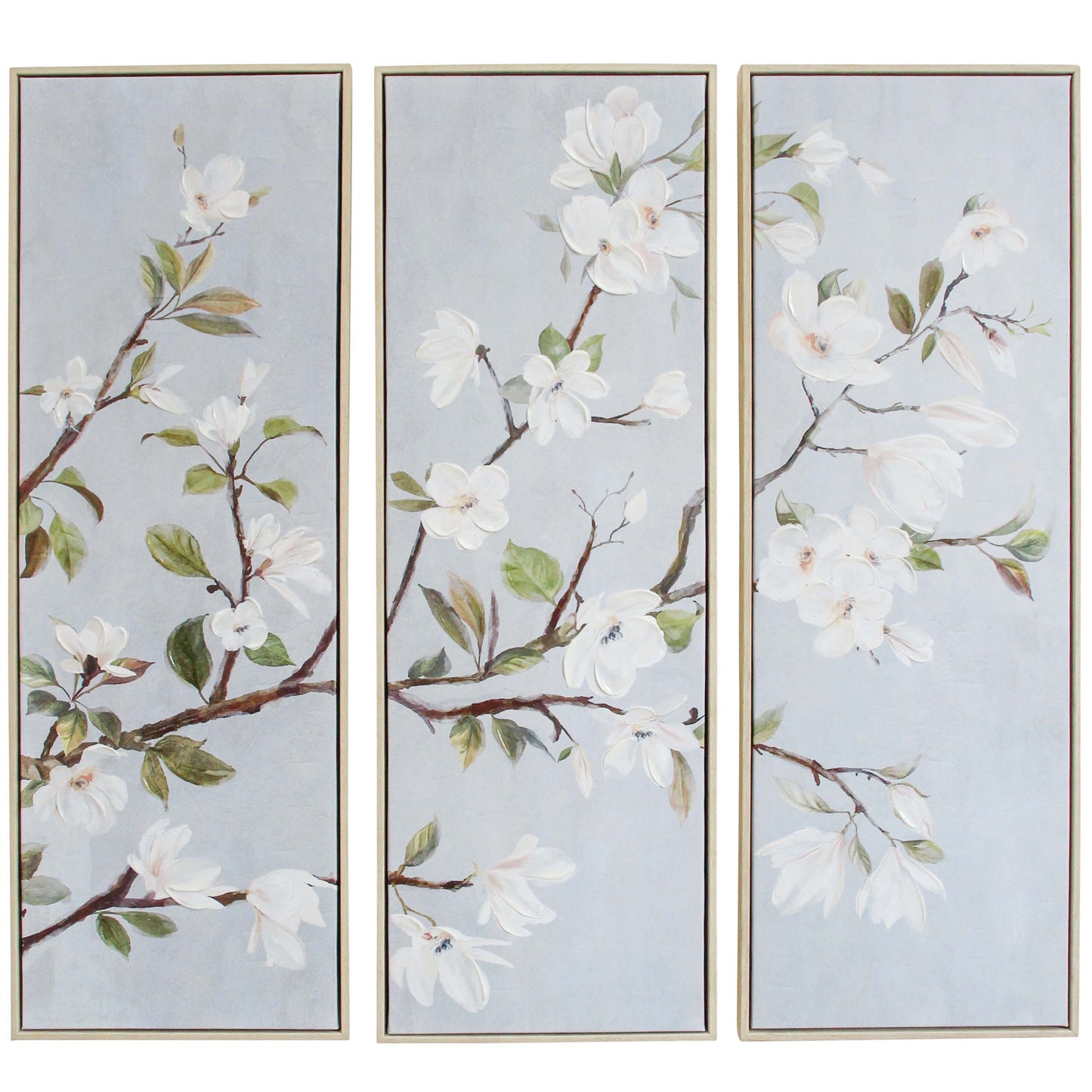 'Graceful Magnolias' Framed Canvas Prints - Set of 3