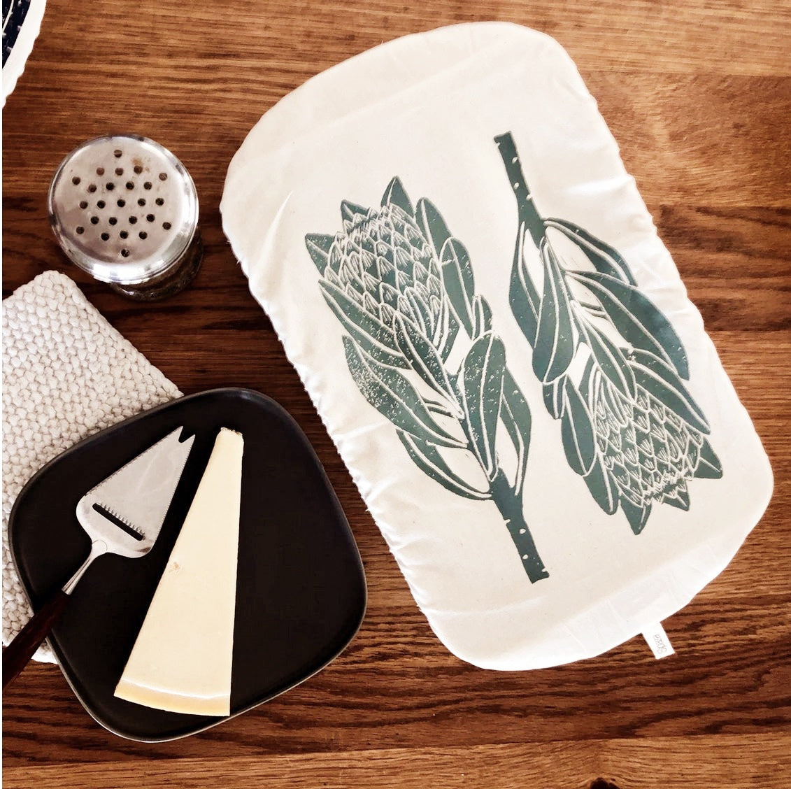 Sage Green Protes Print - Rectangle Dish Cover - 100% Cotton