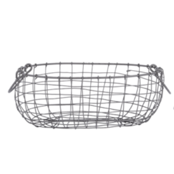 Oval Metal Storage Basket - SMALL