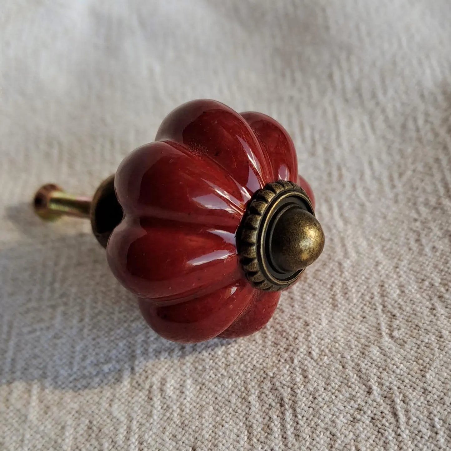 Dark Red Pumpkin Knob