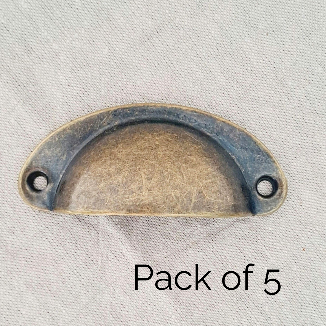 Antique Bronze Cup Style Drawer Pull - Pack of 5