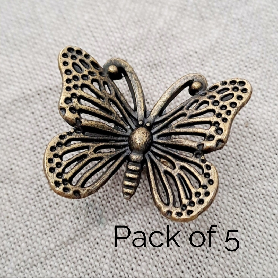 Pack of 5 'Antique Bronze' Butterfly Drawer/Cabinet Knob