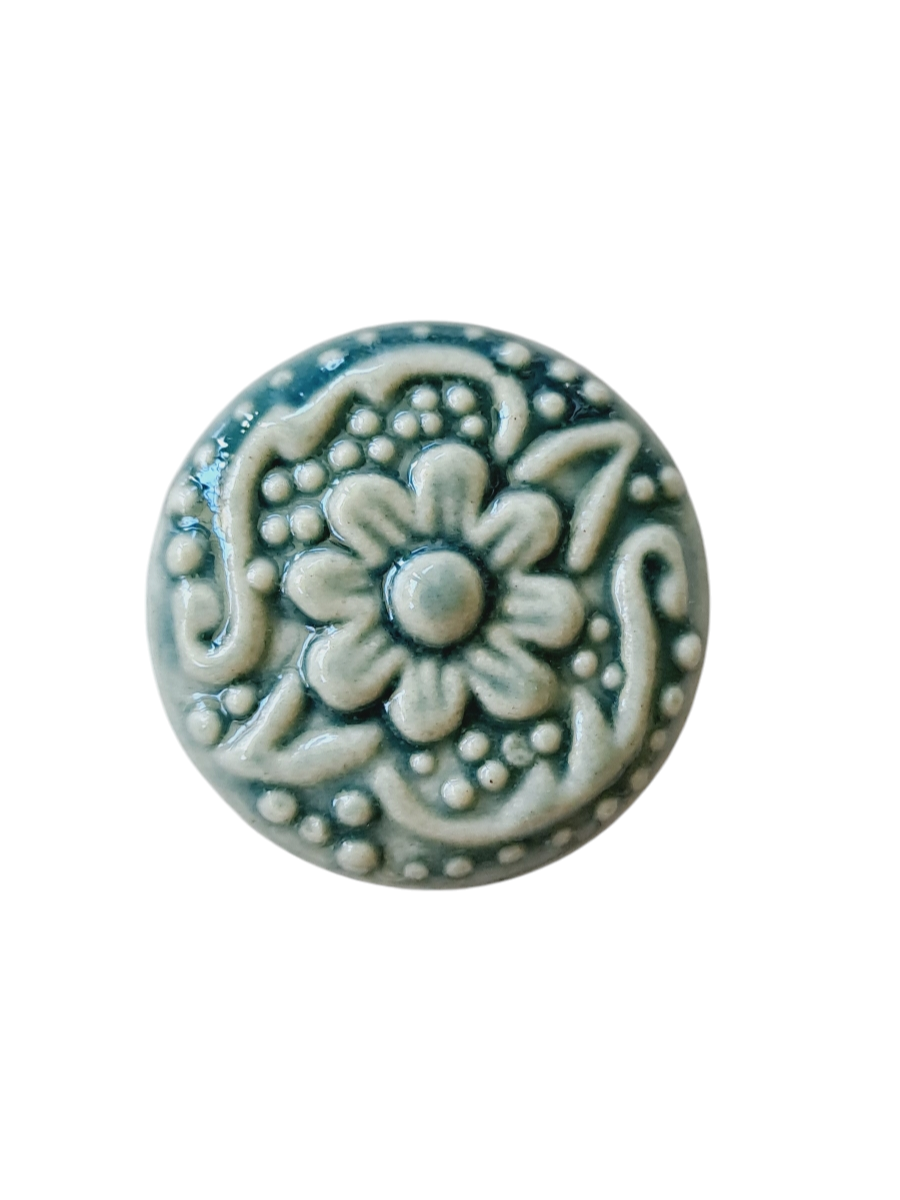 Federation Flower - Ceramic Drawer/Cabinet Knob - Vintage Green