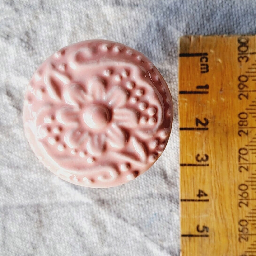 Pink Federation Flower - Ceramic Drawer/Cabinet Knob