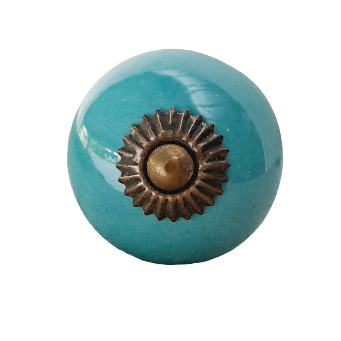 Brass & Turquoise - Ceramic Knob