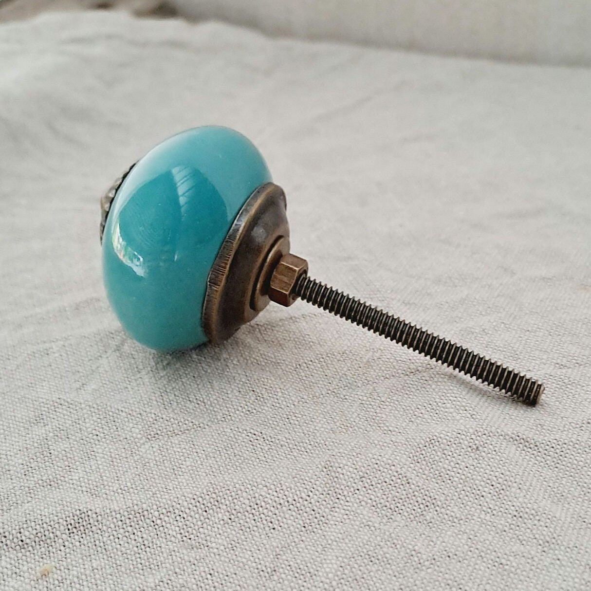 Brass & Turquoise - Ceramic Knob