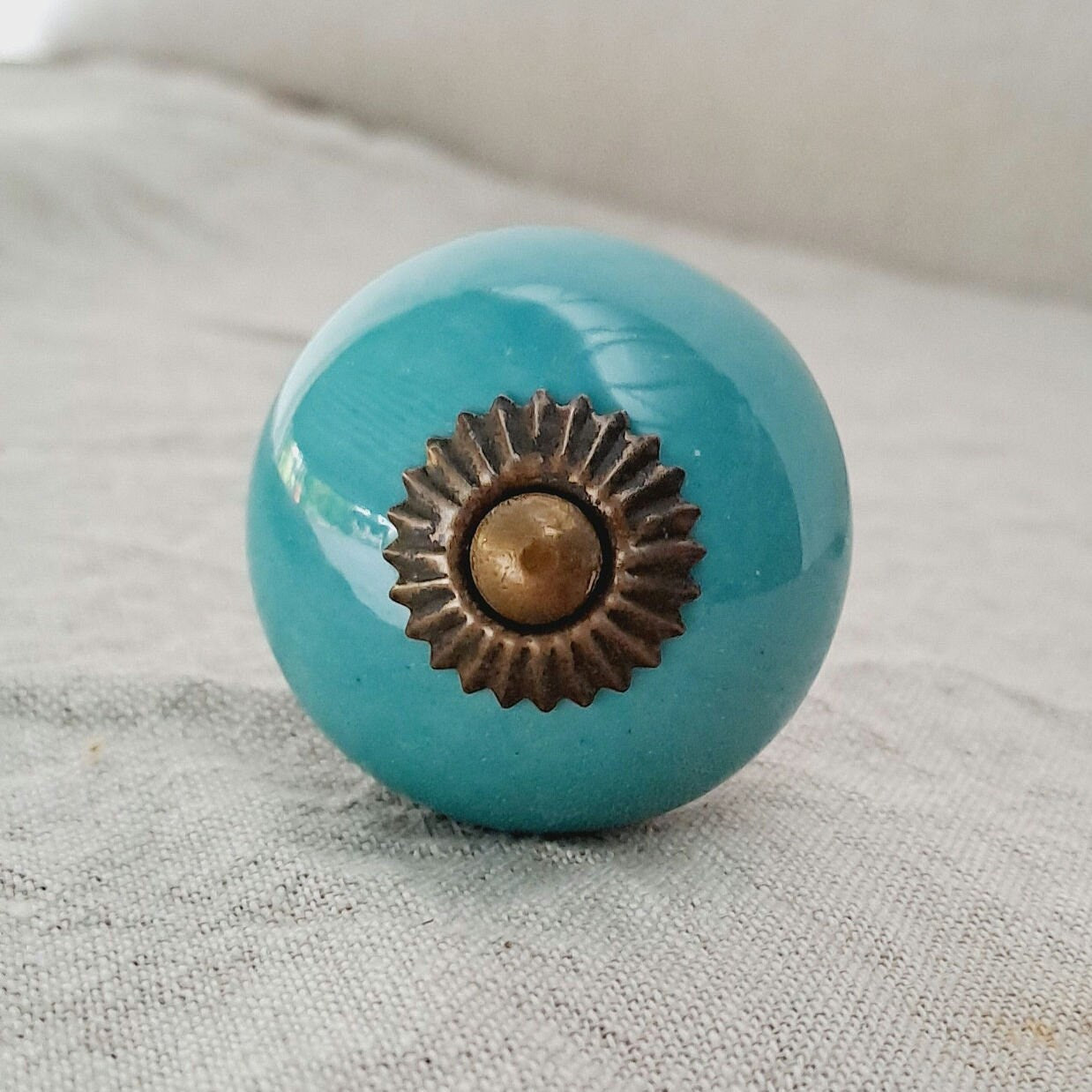 Brass & Turquoise - Ceramic Knob