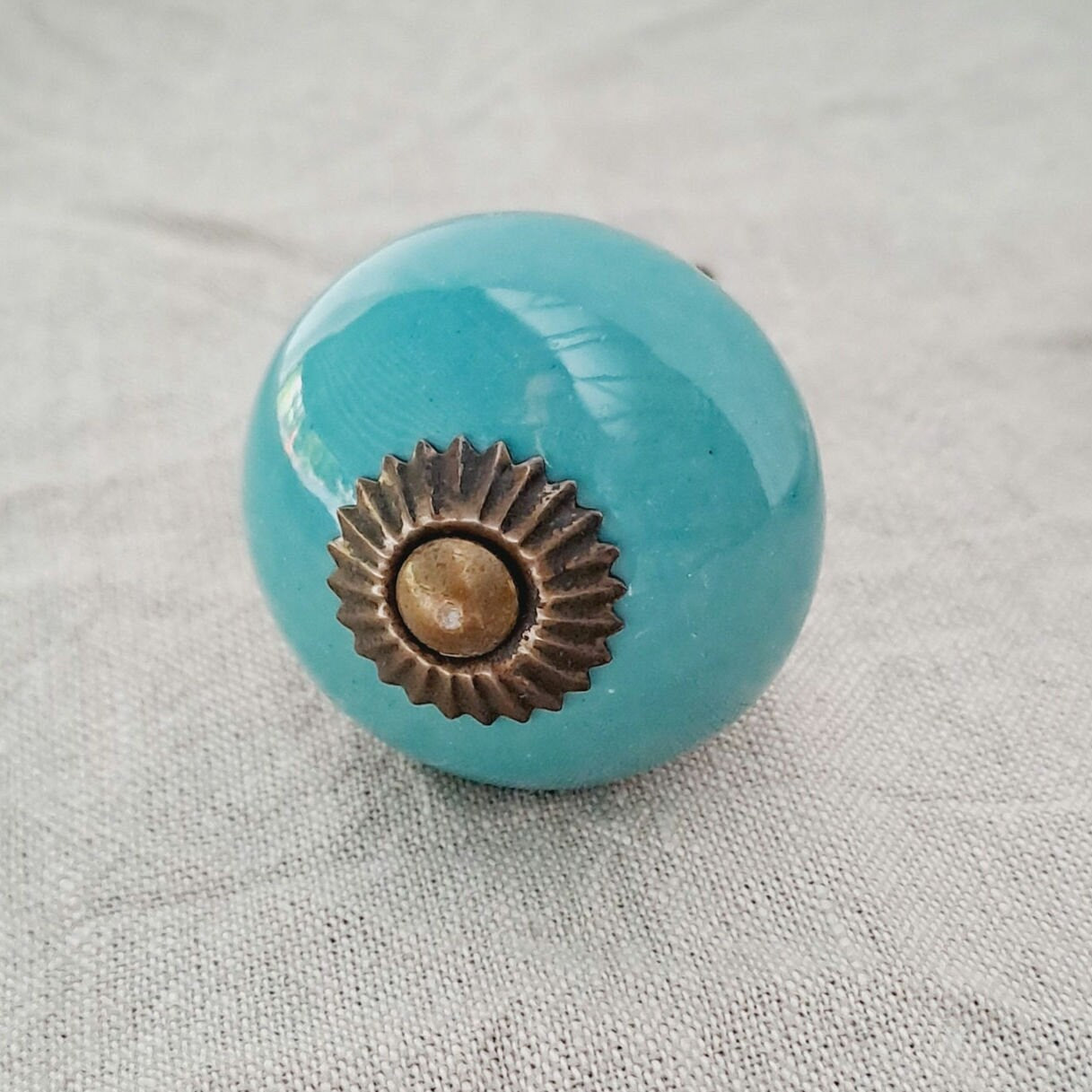 Brass & Turquoise - Ceramic Knob