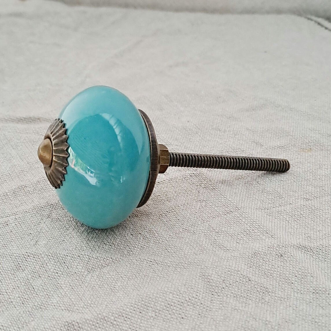 Brass & Turquoise - Ceramic Knob
