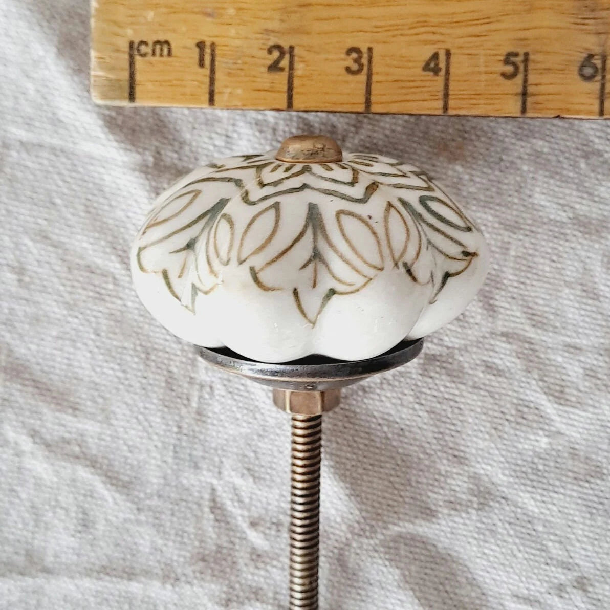 Ceramic Knob - Vintage Floral - Olive Green - Drawer, Cabinet & Cupboard Knob