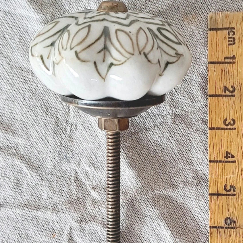 Ceramic Knob - Vintage Floral - Olive Green - Drawer, Cabinet & Cupboard Knob