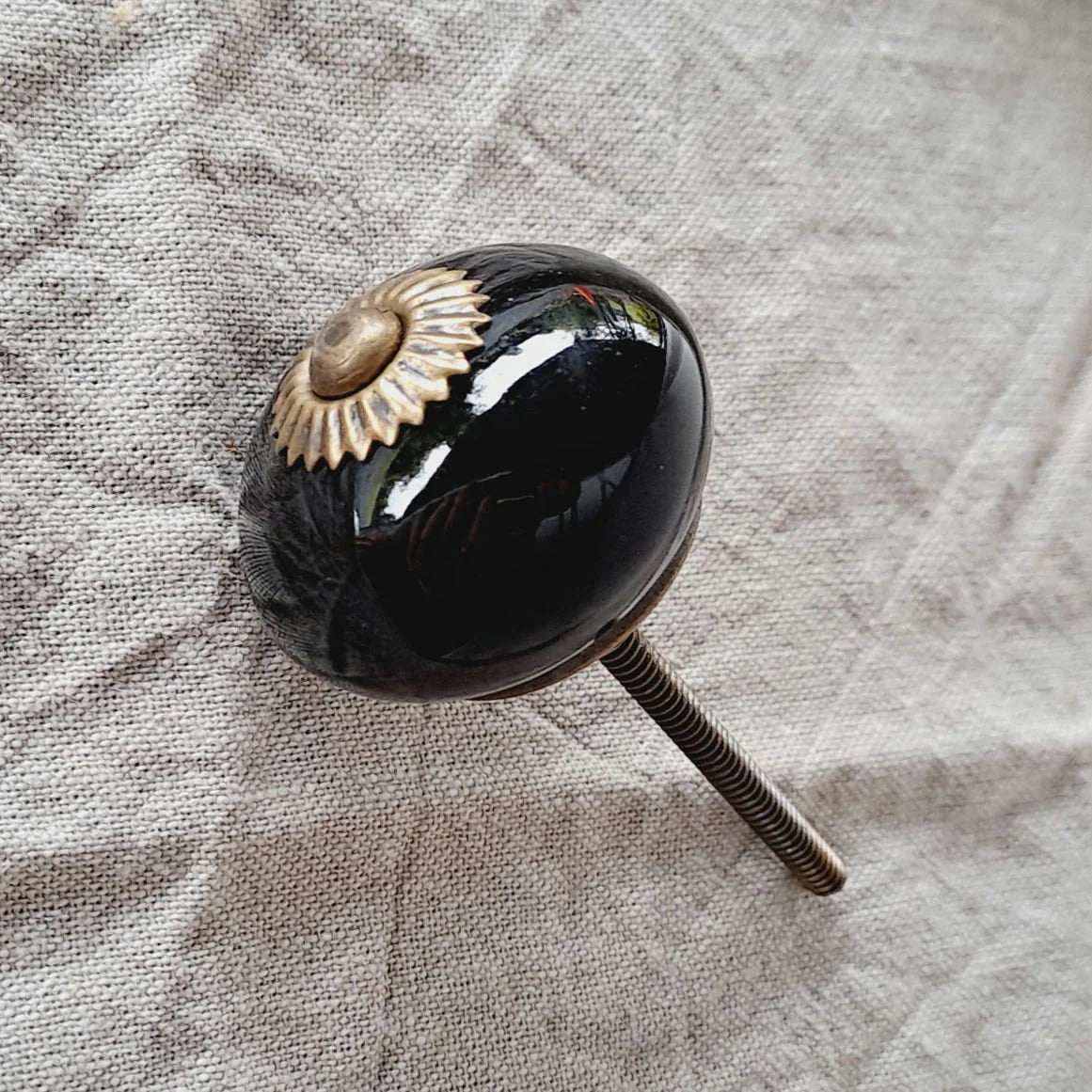 Ceramic Knob - Brass/Black