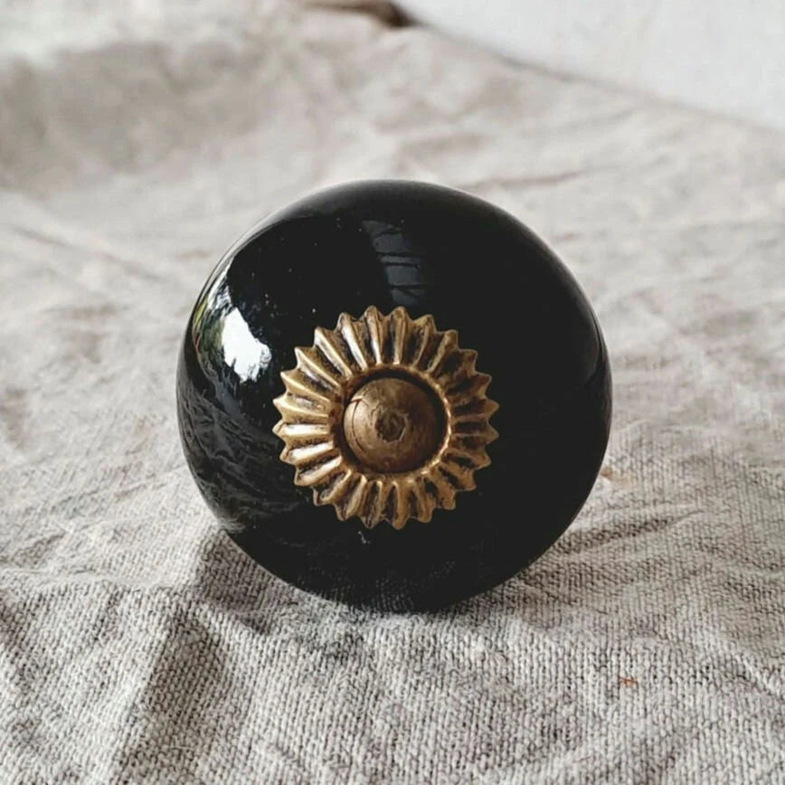 Ceramic Knob - Brass/Black