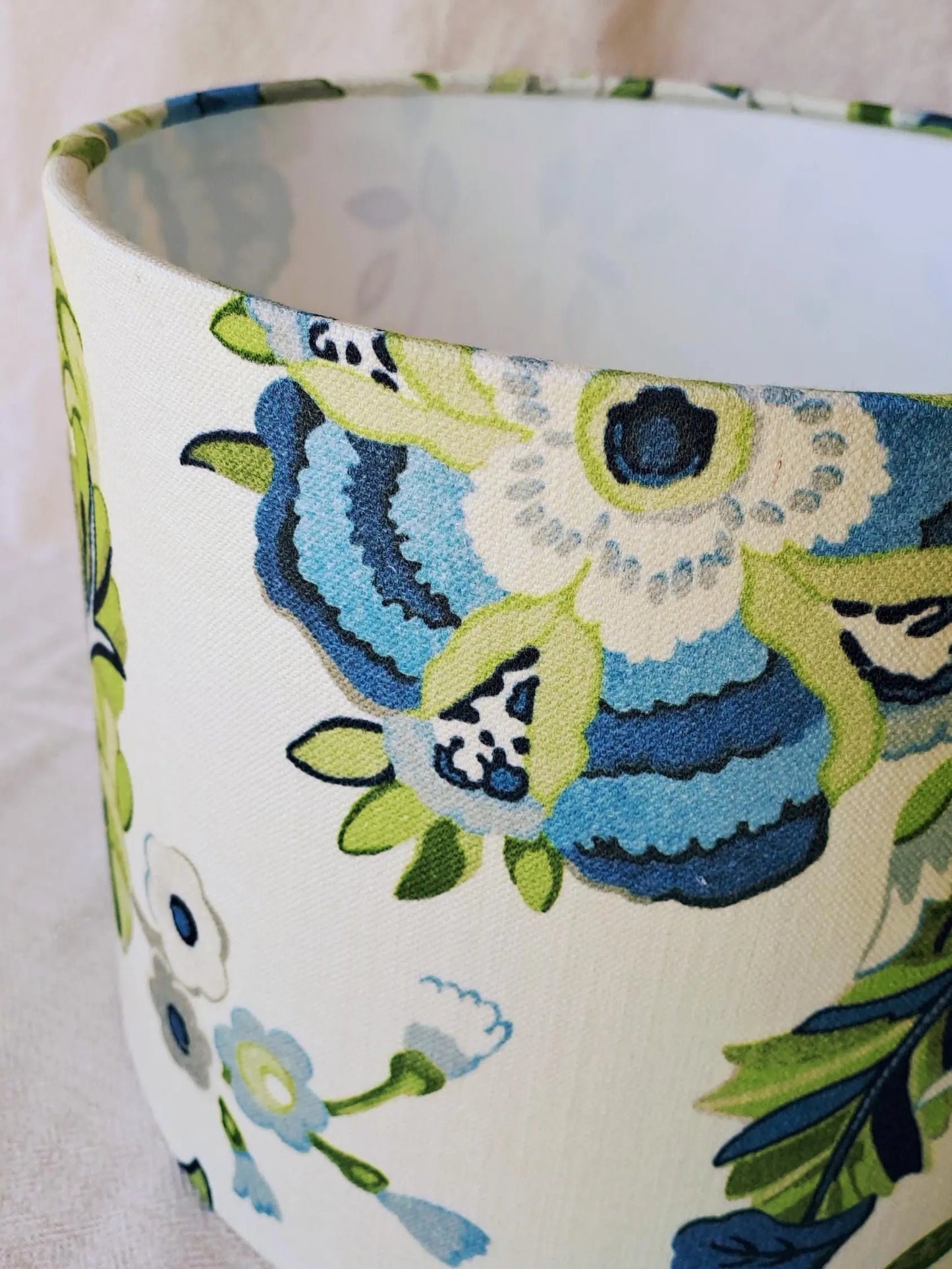 Lampshade featuring P.Kaufmann Fabric 'Fanciful Florale Alabaster'
