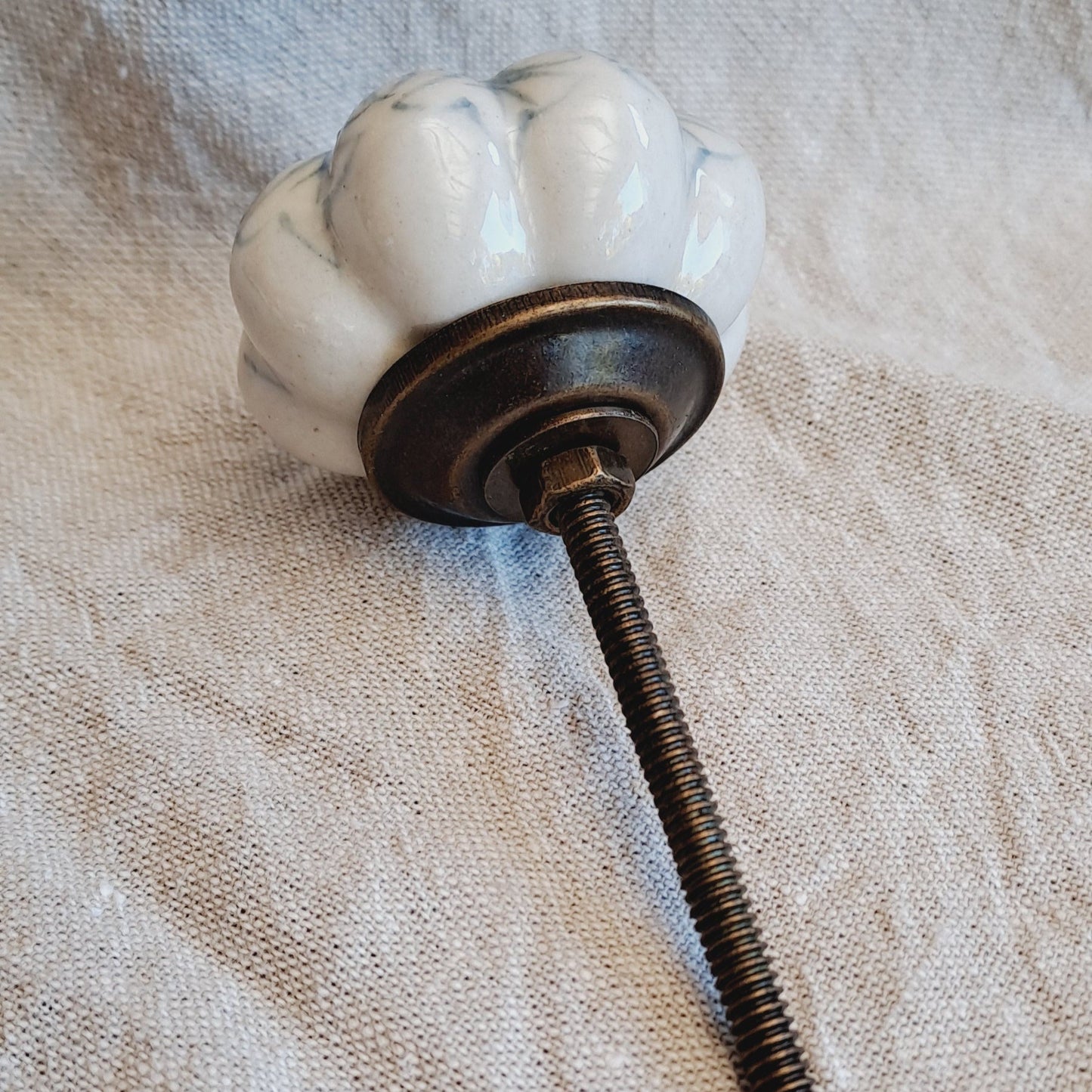 Blue/Grey 'Vintage Flower' Ceramic Drawer/Cabinet Knob