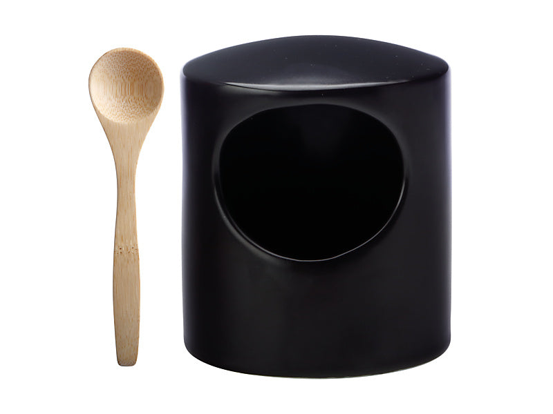 Maxwell & Williams Salt Pig with Bamboo Spoon - Black