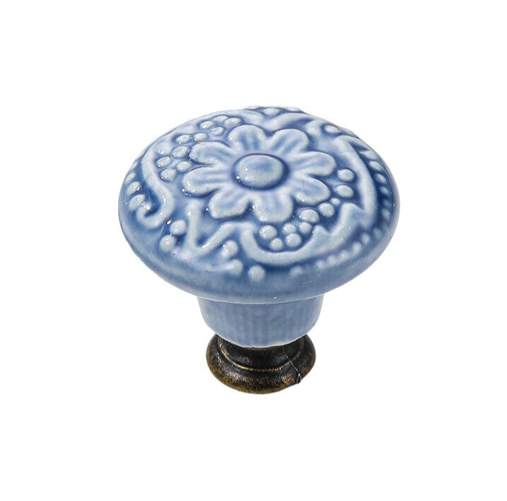 Blue Federation Flower - Ceramic Drawer/Cabinet Knob