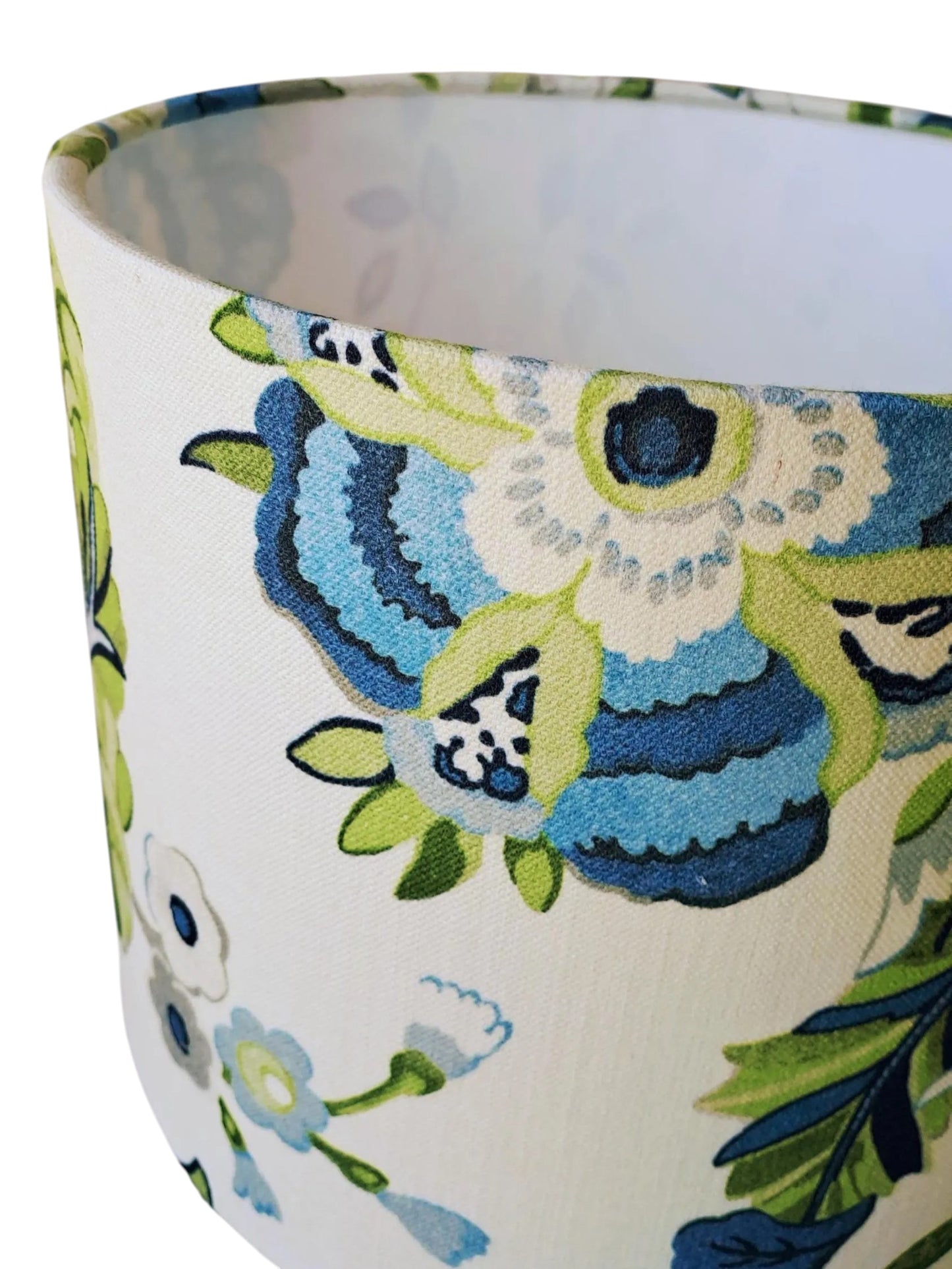 Drum Lampshade featuring P.Kaufmann Fabric 'Fanciful Florale Alabaster' 26cm D x 22cm H