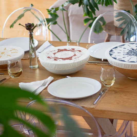 'Utensils' Design Dishcovers - Large Set of 3 - 100% Cotton