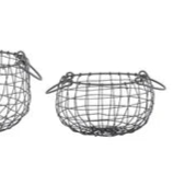 Two wire baskets on a white background