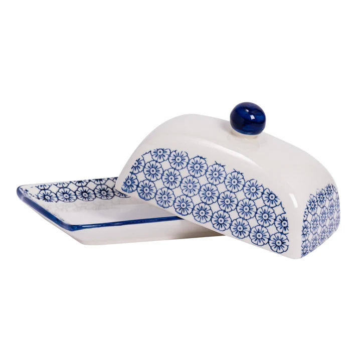 Blue and White Pattern - Ceramic Butter Dish