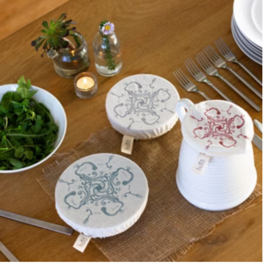 'Utensils' Dish & Bowl Covers Small Set of 3 - 100% Cotton
