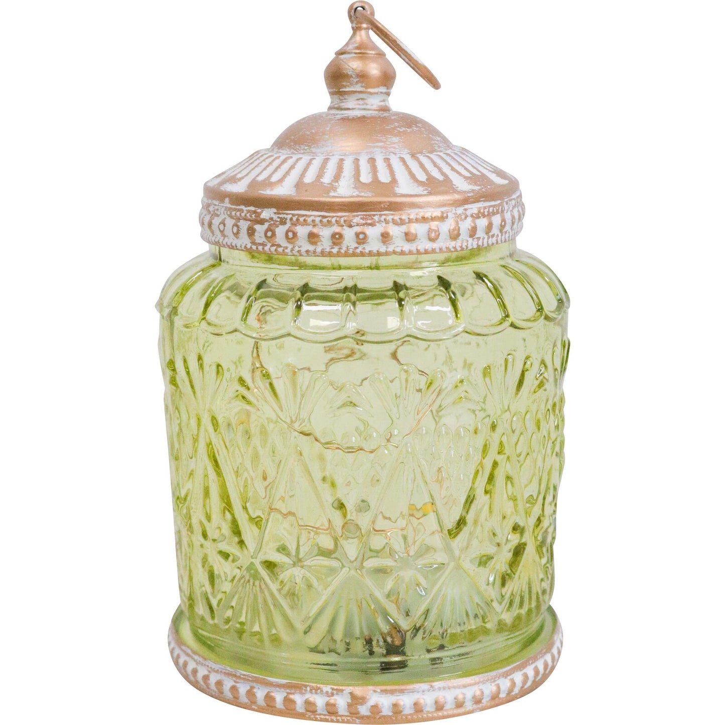 'Apple Green' Glass Lantern - Battery operated