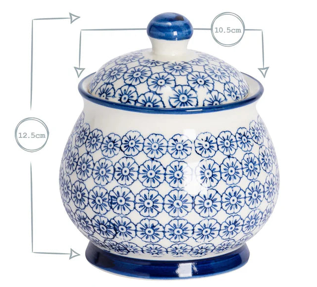 Blue and White Pattern - Ceramic Sugar Jar