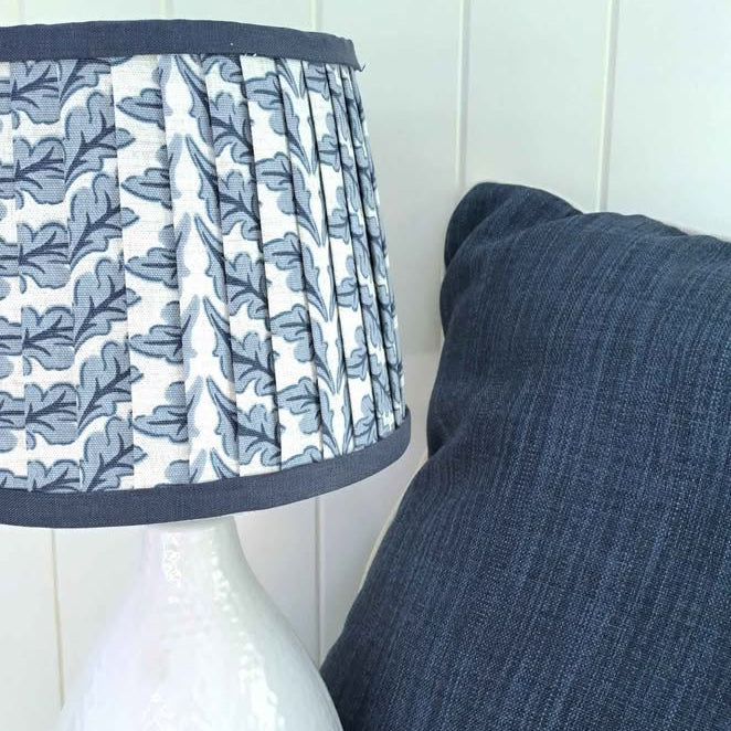 Throw Cushion with Flange Edge - Blue Leaf Print - Woodcote (Delf) by ILIV Fabric