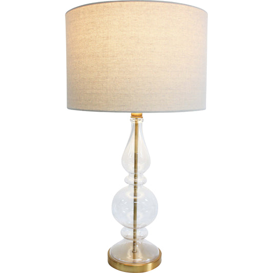Large Glass Lampbase with Linen Lampshade