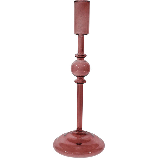 Plum Pink Glass Candlestick
