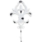 Decorative white fleur-de-lis wall hook with black accents on a white background