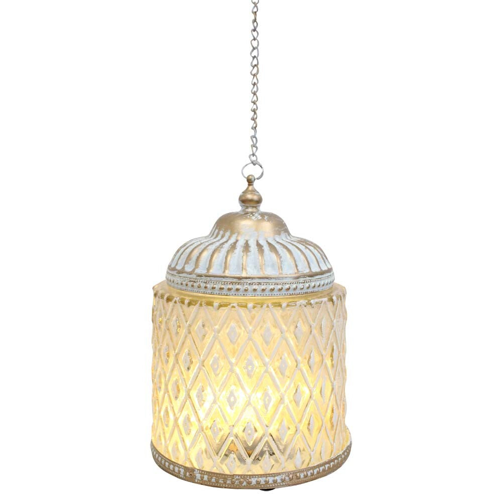 LED Glass Lantern - White Vittoria - Battery Operated