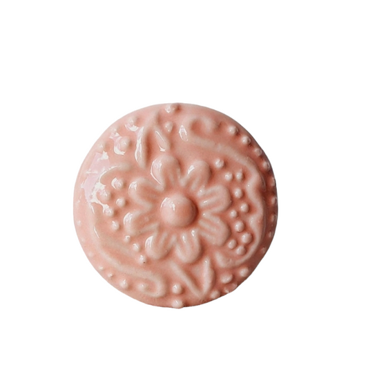 Pink Federation Flower - Ceramic Drawer/Cabinet Knob