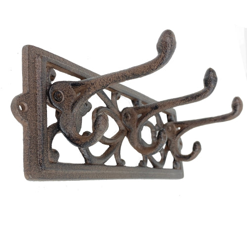 Cast Iron Decorative Coat Rack with 3 Hooks