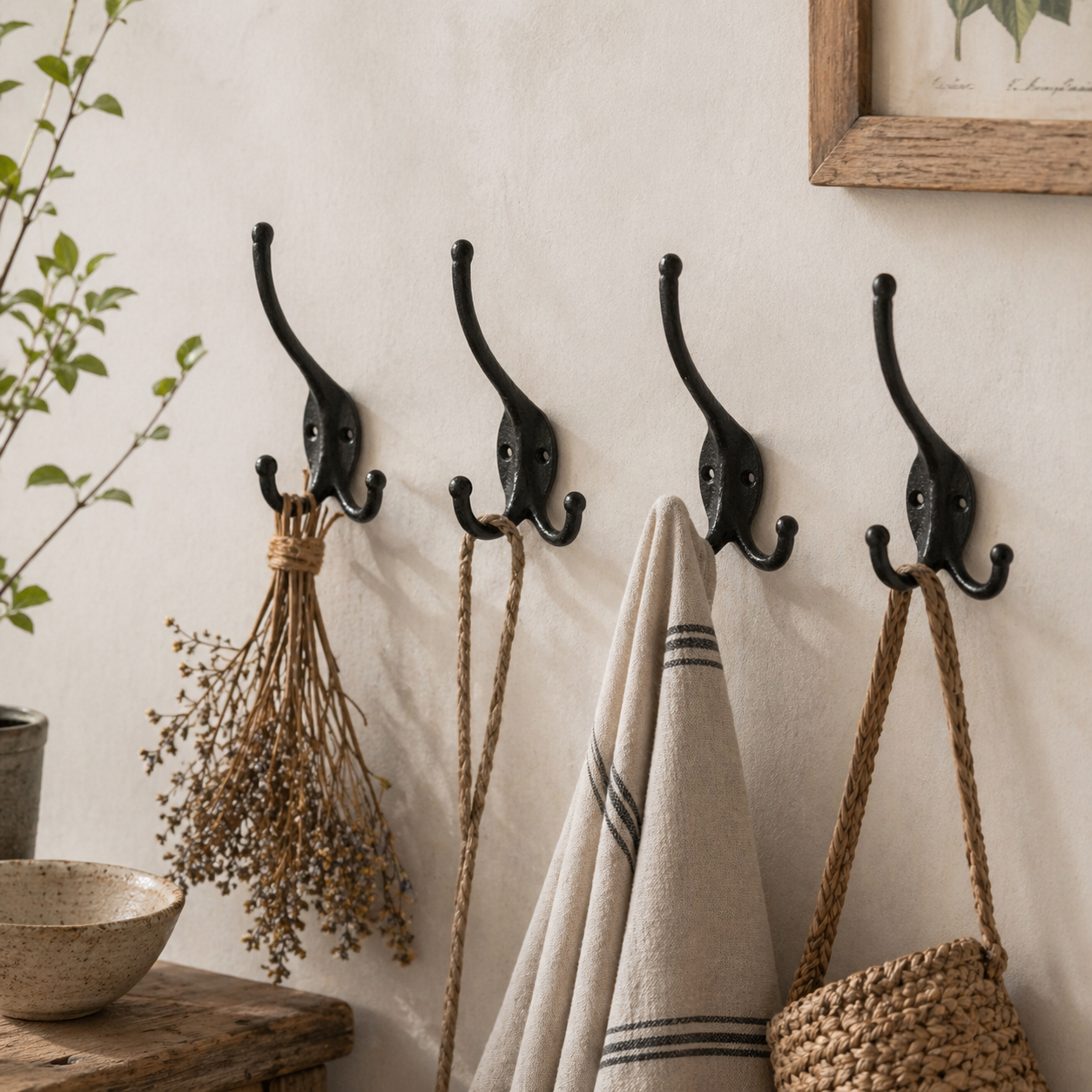 Vintage Style Triple Wall Hook - Cast Iron