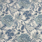 Floral and leaf pattern in blue on a light background