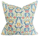 Floral Design with Evergreen Ticking back Throw Cushion - Large - Bespoke Design