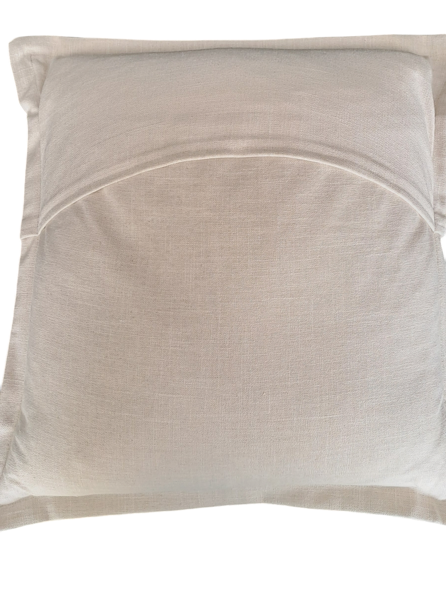Blue & Taupe Robert Allen Fabric Throw Cushion - Flange Detail - Large - Bespoke Design