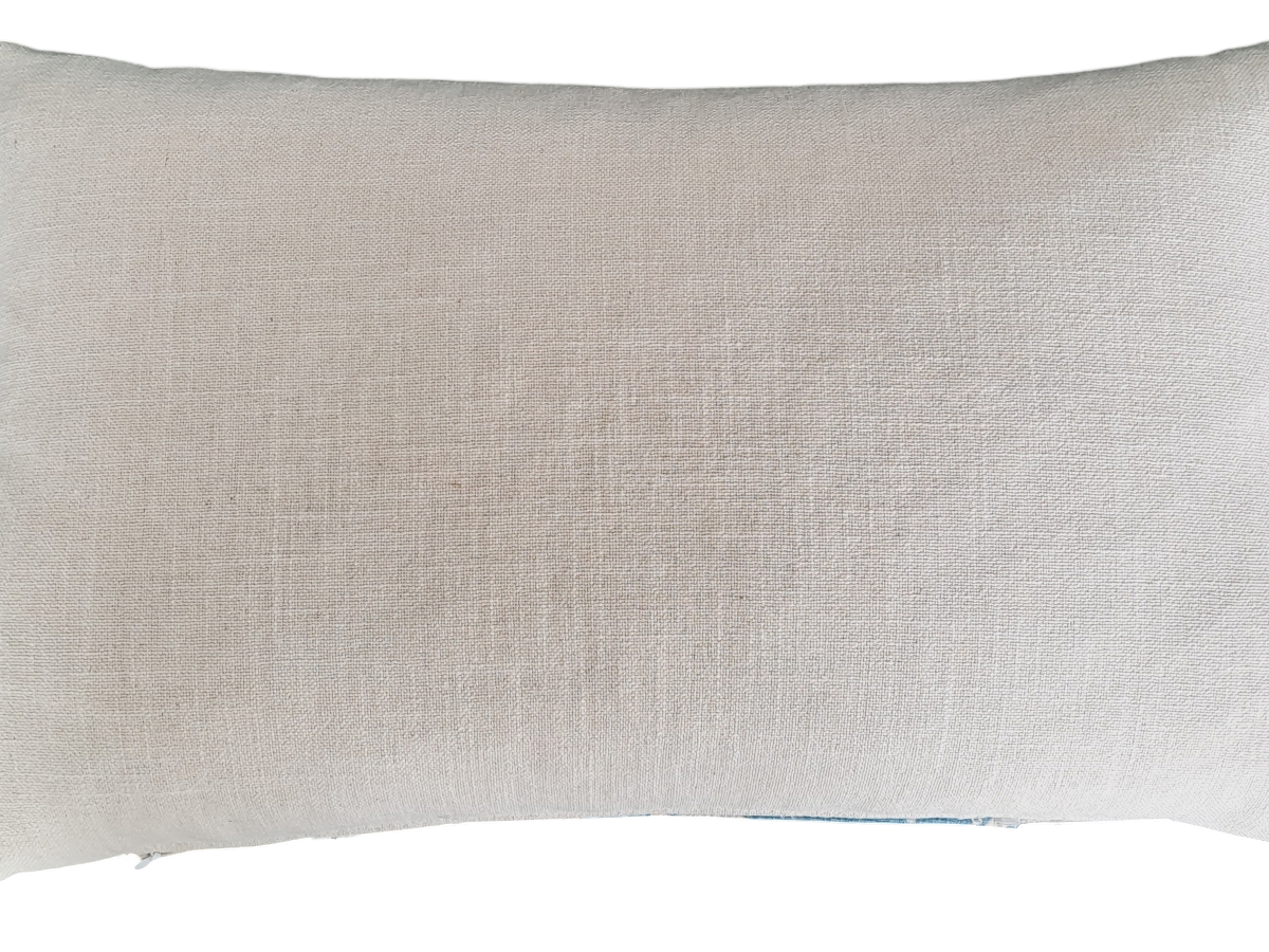 Blue & Taupe Robert Allen Fabric (Pradesh Flint) Throw Cushion - Oblong - Bespoke Design