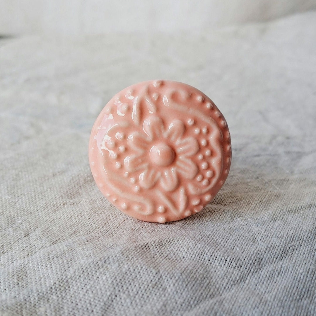Pink Federation Flower - Ceramic Drawer/Cabinet Knob