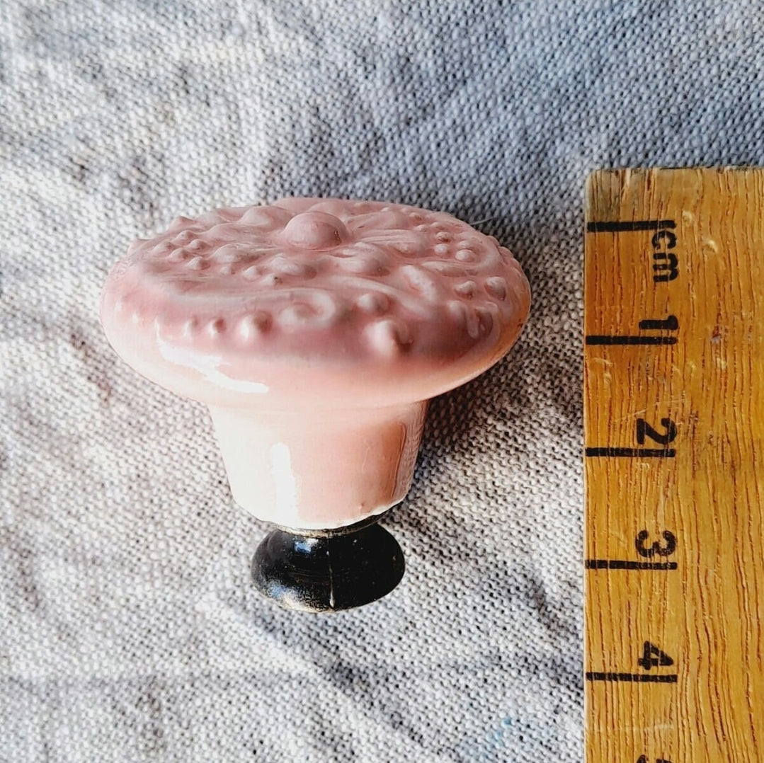 Pink Federation Flower - Ceramic Drawer/Cabinet Knob