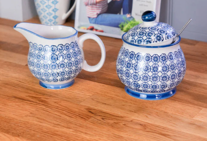 Blue and White Pattern - Ceramic Sugar Jar