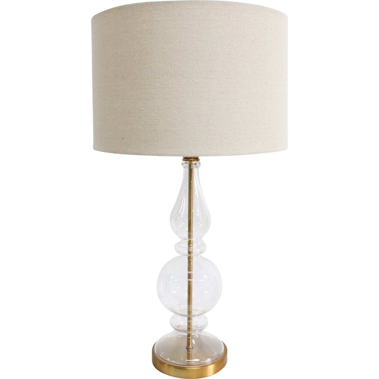Large Glass Lampbase with Linen Lampshade